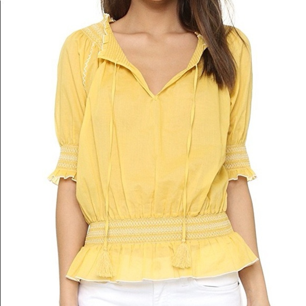 Tory Burch Yellow Blouse with Tassel Details